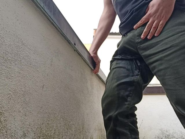 Peeing on the Balcony While Watching People Outside (Kinky guy)