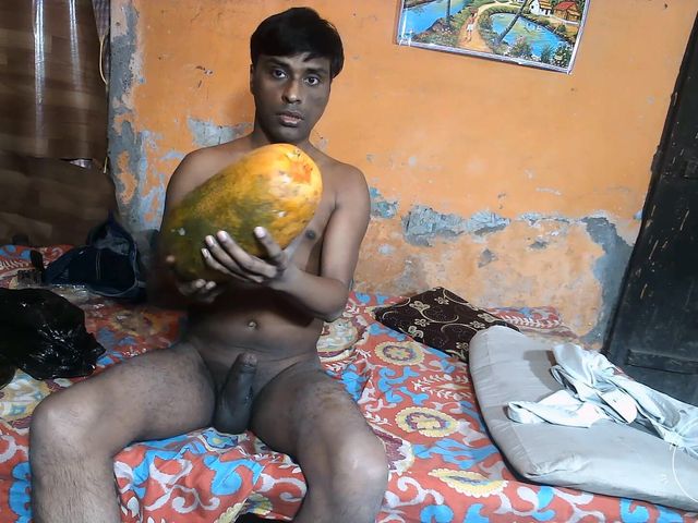 Boy Fuck Papaya Boy Masturbation and Papaya Fuck New Porn (Indian desi boy)