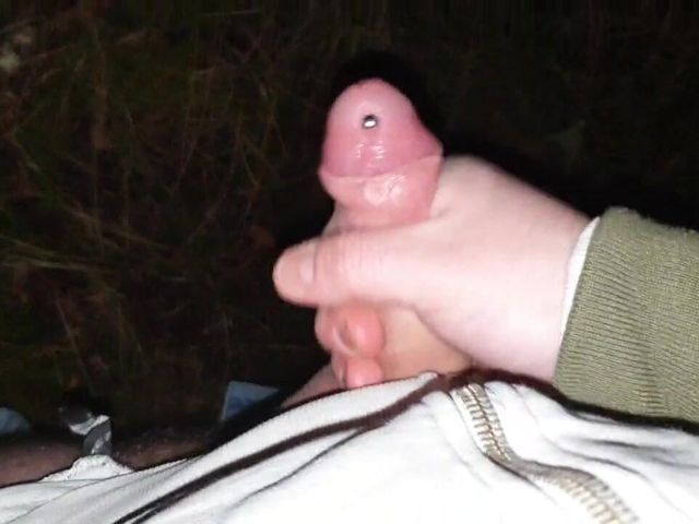 Stroking My Pierced Cock in the Woods + Cumshot with Moaning (Pierced daddy)