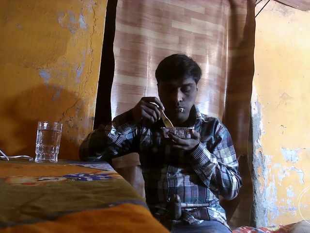 Private Cock Fun Video Boy Alone Eating Morning Fast Food in His Room (Indian desi boy)