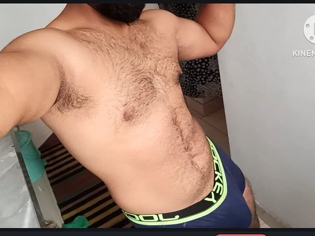 Indian Gym Trainer Showing His Hairy Body Bulge Big Cock and Big Ass in Video Call Underwear (Desi Panda)