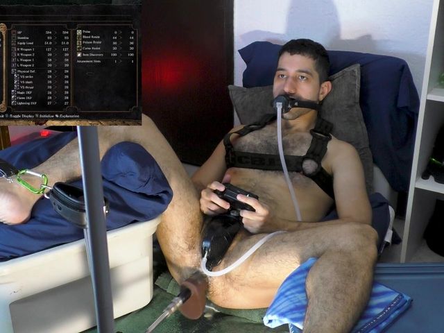 March 2023 Bonus Live Cam Show part 2 - Playing Video Games While Getting Machine-fucked (Ricky Cage XXX)