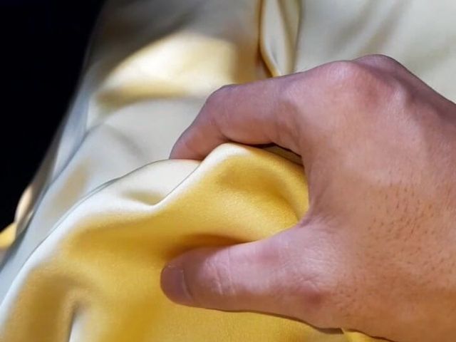 Satin Silk Gold Dress Masturbation Cum (Naomisinka)