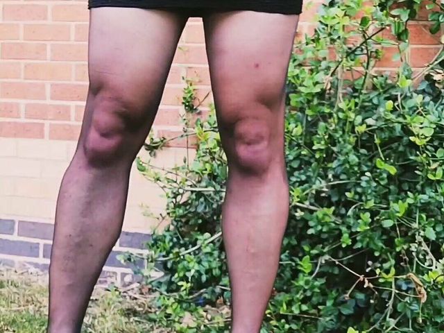 Cock Play in Black Pantyhose Outdoors (Skittle uk)